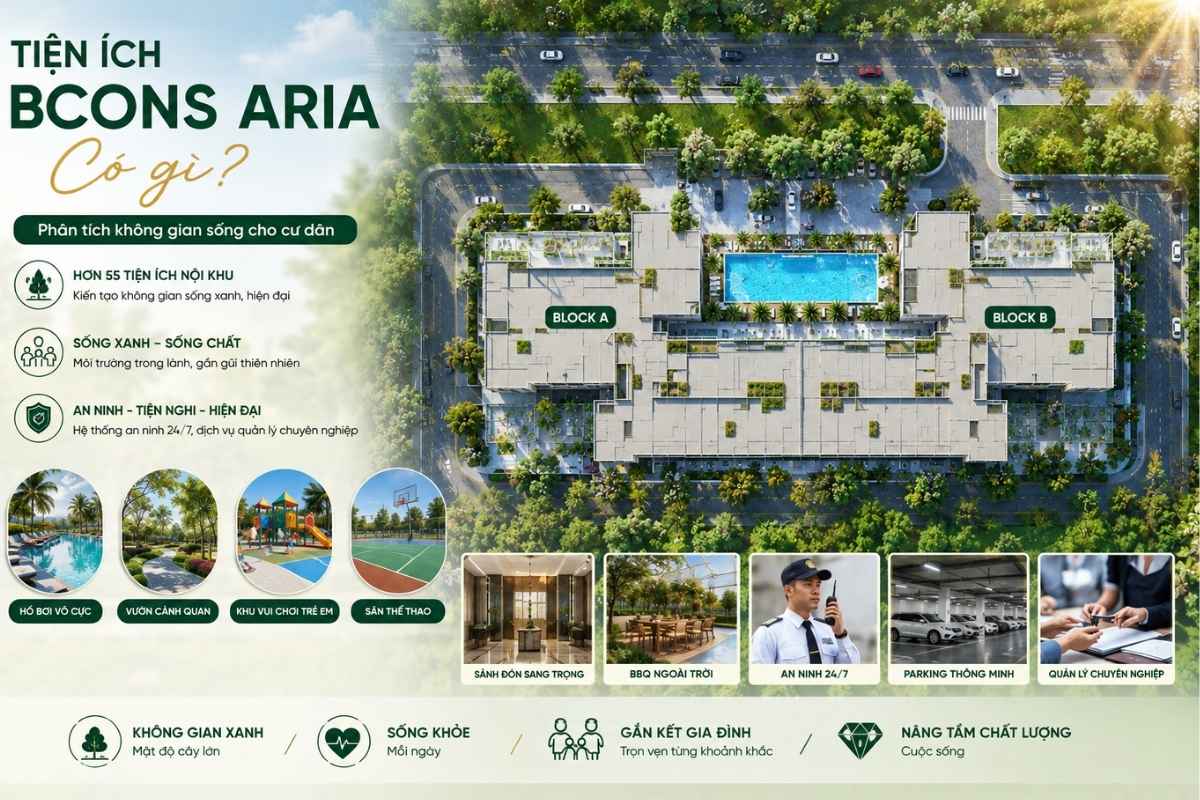 Tiện ích Bcons Aria có gì và những tiện ích này mang lại giá trị như thế nào cho cuộc sống của cư dân?